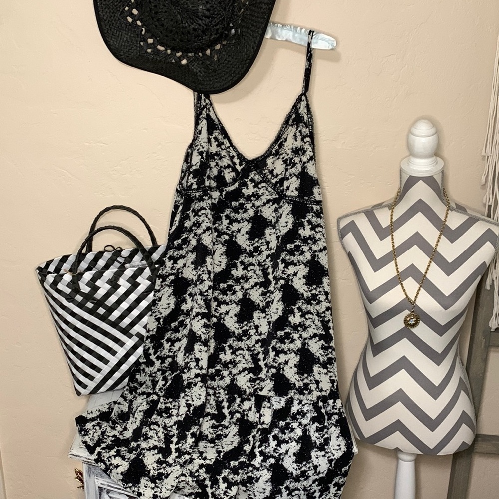 Black and white slip dress